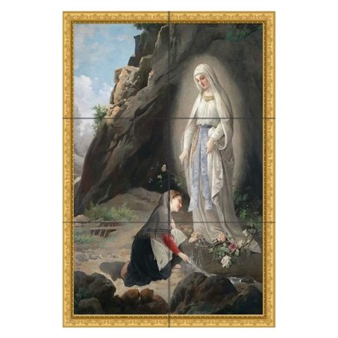 Quadro Nossa Senhora de Lourdes na Gruta 60x40 em Azulejos