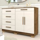 Ver imagem 1 de Cômoda Tailândia 2 Portas 5 Gavetas Imbuia/champanhe - Panorama Móveis