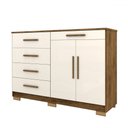 Ver imagem 3 de Cômoda Tailândia 2 Portas 5 Gavetas Imbuia/champanhe - Panorama Móveis