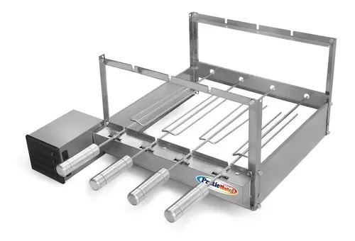 Churrasqueira Giratória Rotativa 4 Espetos Inox Giram Opostos Motor WEG - Lado Esquerdo - 4