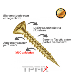 Parafuso Chipboard Philips para Madeira 3,5x35mm 1000 Unidades - 3