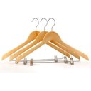 Ver imagem 1 de Kit Cabide de Madeira C/ Presilha 10 Unid.