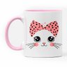 Caneca Gatinha Miau Geek Nerd Branca com Alça Rosa Claro - 1