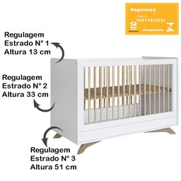 Berço Mini Cama 3 em 1 e Colchao Aft011 Branco Comm - 11