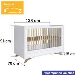 Berço Mini Cama 3 em 1 e Colchao Aft011 Branco Comm - 13