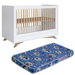 Berço Mini Cama 3 em 1 e Colchao Aft011 Branco Comm - 1