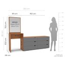 Ver imagem 4 de Cômoda Penteadeira Porto 6 Gavetas com Espelho 209x160cm Cinza/Freijó 240890