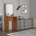 Ver imagem 1 de Cômoda Penteadeira Porto 6 Gavetas com Espelho 209x160cm Cinza/Freijó 240890