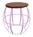 Ver imagem 1 de Banco Decorativo De Madeira E Ferro Para Decoração Colorida de Sala - Rosa