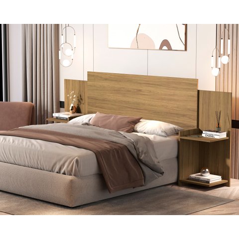 Cabeçeira Casal Box Áustria 100% Mdf Multimídias P/ 138/158 Cm -basoto:amendoa
