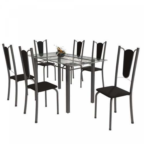 Sala de Jantar Florença 1,35 com 8 Cadeiras Melissa, Madeira