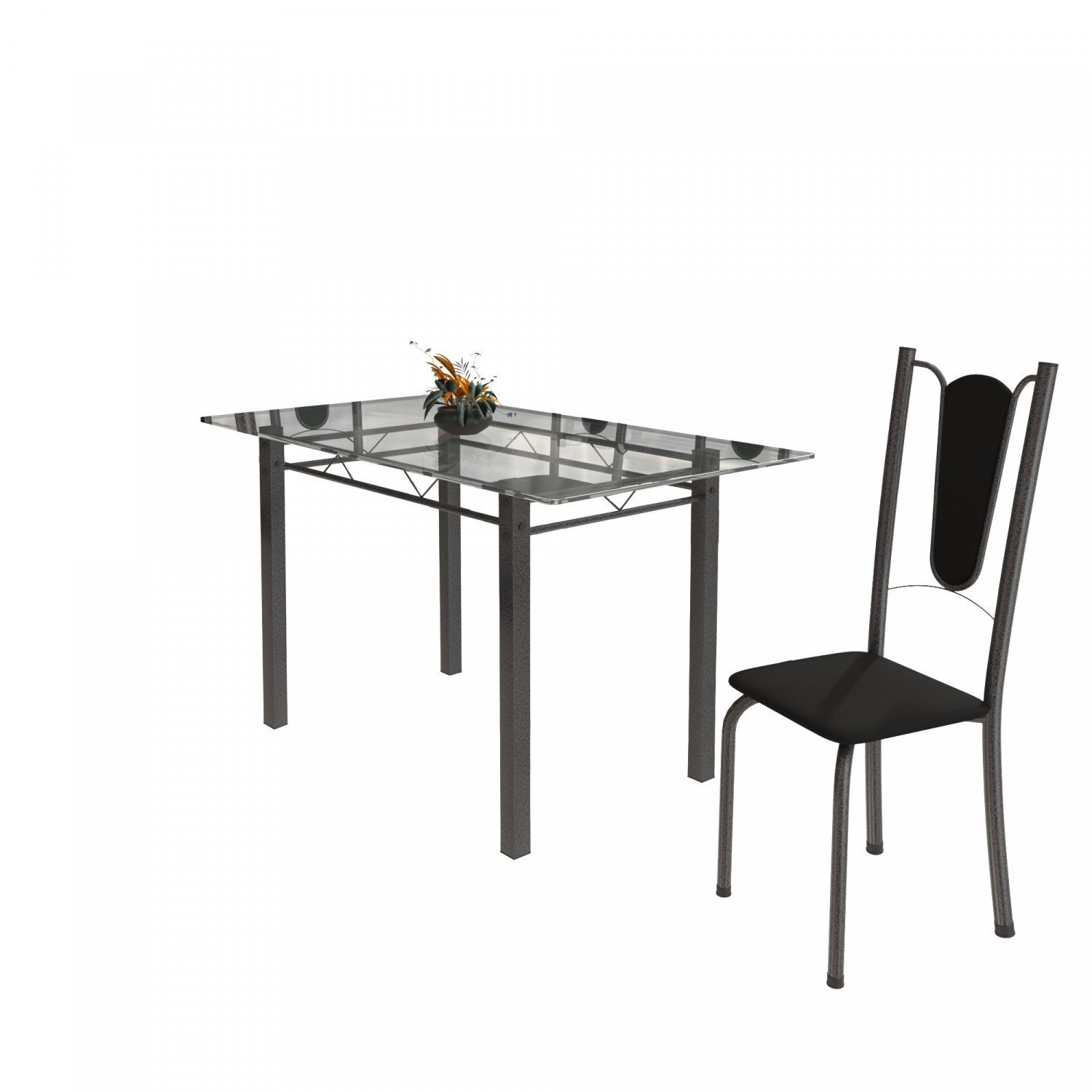 Conjunto de Mesa Tubular 6 Cadeiras 140cm com Tampo de Vidro Melissa  - 6