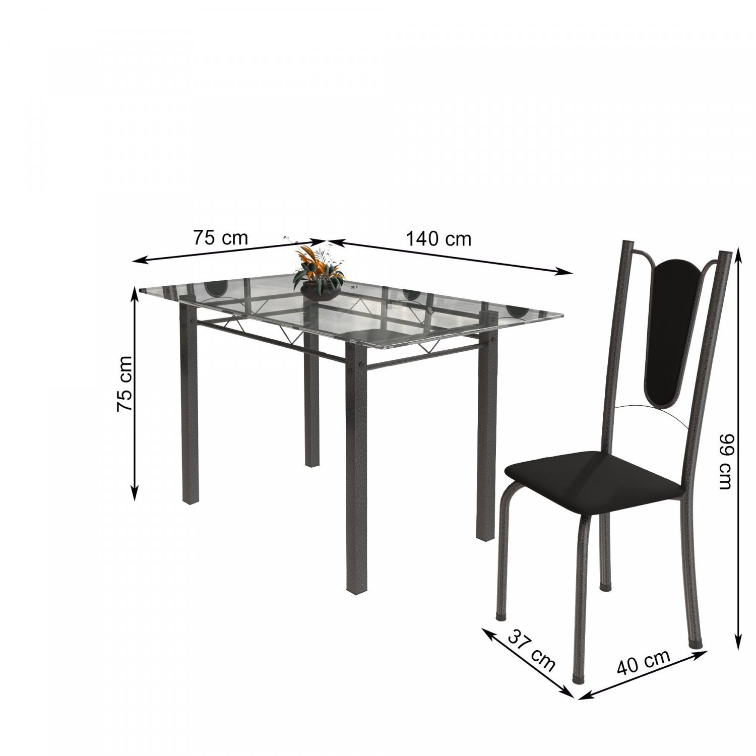 Conjunto de Mesa Tubular 6 Cadeiras 140cm com Tampo de Vidro Melissa  - 3