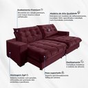 Ver imagem 4 de Sofá Califórnia Retrátil e Reclinável 3 Lugares 2,10m com Molas Ensacadas e Pillow Vinho