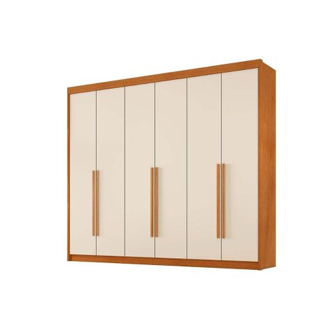 Guarda Roupa Casal 6 Portas e 6 Gavetas Versalhes Cinamomo/off White - Conquista