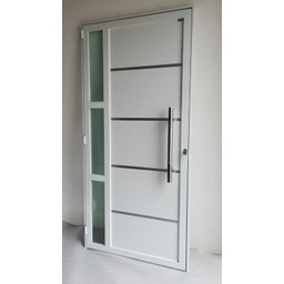Porta de Alumínio Lambri Duplo 210x80 C/ Puxador e Vidro - 1