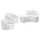 Ver imagem 2 de Kit Divã Recamier Orgânico Marrocos 150cm Lado Esquerdo e 2 Poltronas Amore Bouclé Branco