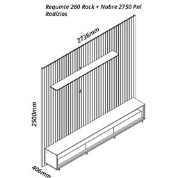 Painel e Rack Led Rodízios Nobre 275 Requinte 260 Naturale Off White - Gelius - 3 Painel e Rack Led Rodízios Nobre 275 Requinte 260 Naturale Off White - Gelius - 3