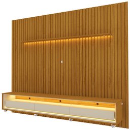 Painel e Rack Led Rodízios Nobre 275 Requinte 260 Naturale Off White - Gelius - 2 Painel e Rack Led Rodízios Nobre 275 Requinte 260 Naturale Off White - Gelius - 2