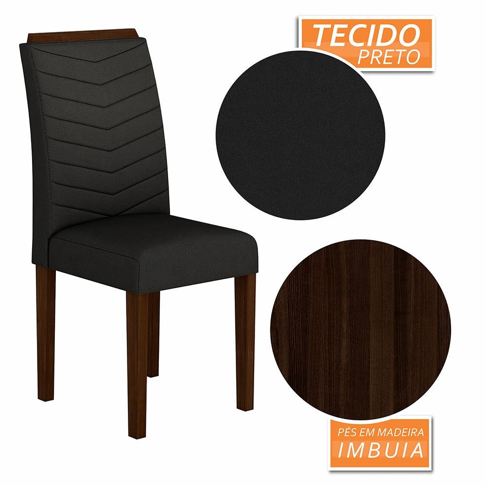 Mesa com 6 Cadeiras Líbano 1,60 Imbuia/preto/preto - Móveis Arapongas Imbuia/preto/preto - 4