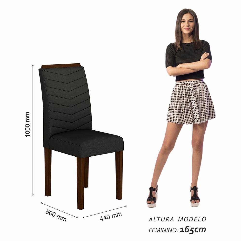 Mesa com 6 Cadeiras Líbano 1,60 Imbuia/preto/preto - Móveis Arapongas Imbuia/preto/preto - 5