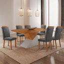 Ver imagem 1 de Mesa de Jantar Aster 180 cm Tampo MDF Laminado Canto Copo com 6 Cadeiras Aline