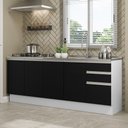 Ver imagem 1 de Kit com 2 Balcões de Cozinha Madesa Glamy 4 Portas 3 Gavetas (Sem Tampo e Pia) Branco/Preto Branco/Preto