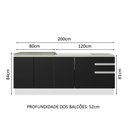 Ver imagem 4 de Kit com 2 Balcões de Cozinha Madesa Glamy 4 Portas 3 Gavetas (Sem Tampo e Pia) Branco/Preto Branco/Preto