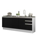 Ver imagem 3 de Kit com 2 Balcões de Cozinha Madesa Glamy 4 Portas 3 Gavetas (Sem Tampo e Pia) Branco/Preto Branco/Preto