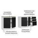 Ver imagem 5 de Kit com 2 Balcões de Cozinha Madesa Glamy 4 Portas 3 Gavetas (Sem Tampo e Pia) Branco/Preto Branco/Preto