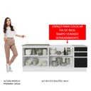 Ver imagem 6 de Kit com 2 Balcões de Cozinha Madesa Glamy 4 Portas 3 Gavetas (Sem Tampo e Pia) Branco/Preto Branco/Preto