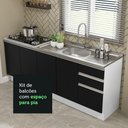 Ver imagem 7 de Kit com 2 Balcões de Cozinha Madesa Glamy 4 Portas 3 Gavetas (Sem Tampo e Pia) Branco/Preto Branco/Preto