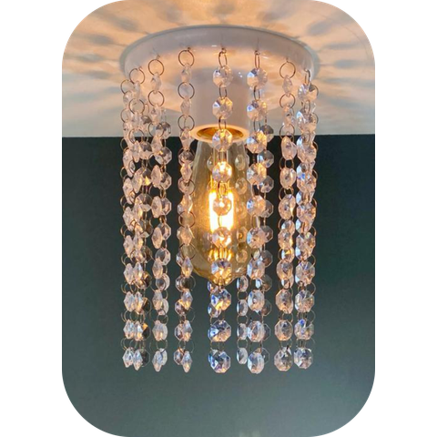 Lustre Pendente Cristal Acrílico Pequeno Barato 14x30cm Promoção