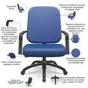 Ver imagem 3 de Cadeira de Escritório Giratória com Braço Preta Magno P03 Vinil Azul - Lyam Decor