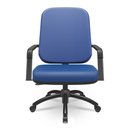 Ver imagem 1 de Cadeira de Escritório Giratória com Braço Preta Magno P03 Vinil Azul - Lyam Decor
