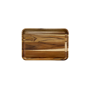 Tábua de Churrasco Flame com Canal Largo – Madeira de Teca 40x28x2cm