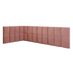 Cabeceira Cama Box Solteiro Infantil L Suspensa Proteção Lateral Estofada Quarto - Rose Suede - RPM - 1