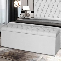 Baú Imperatriz 100Cm Calçadeira Estofada Suede Branco - 1