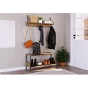 Ver imagem 1 de Conjunto Prateleira Decorativa e Sapateira Banco Multiuso Industrial Marrom/Vermont/Preto