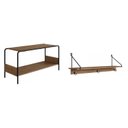 Ver imagem 2 de Conjunto Prateleira Decorativa e Sapateira Banco Multiuso Industrial Marrom/Vermont/Preto