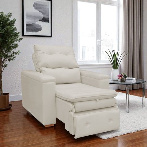 Poltrona do Papai Confortável Retrátil Reclinável Suede Srj:bege