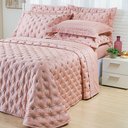Ver imagem 1 de Kit Cobre Leito Colcha Garland Queen 100% Algodão 400 Fios Acetinado Bordado 5 Peças - Rosê e