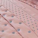 Ver imagem 3 de Kit Cobre Leito Colcha Garland Queen 100% Algodão 400 Fios Acetinado Bordado 5 Peças - Rosê e