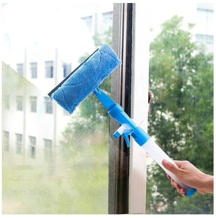 Kit Limpa Vidro 3 em 1 Com Rodo + Spray + Pano Multifibra Para Vidros de Apartamento Casa - 4
