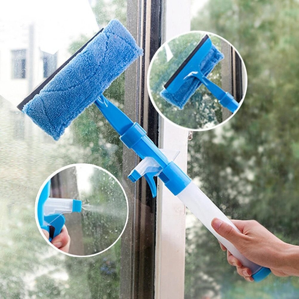 Kit Limpa Vidro 3 em 1 Com Rodo + Spray + Pano Multifibra Para Vidros de Apartamento Casa - 2