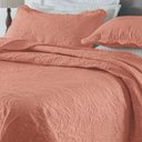 Ver imagem 2 de Kit Cobre Leito Colcha Basic Casal 3 Peças Dupla Face Liso Classic - Salmão Escuro - 100% Polié