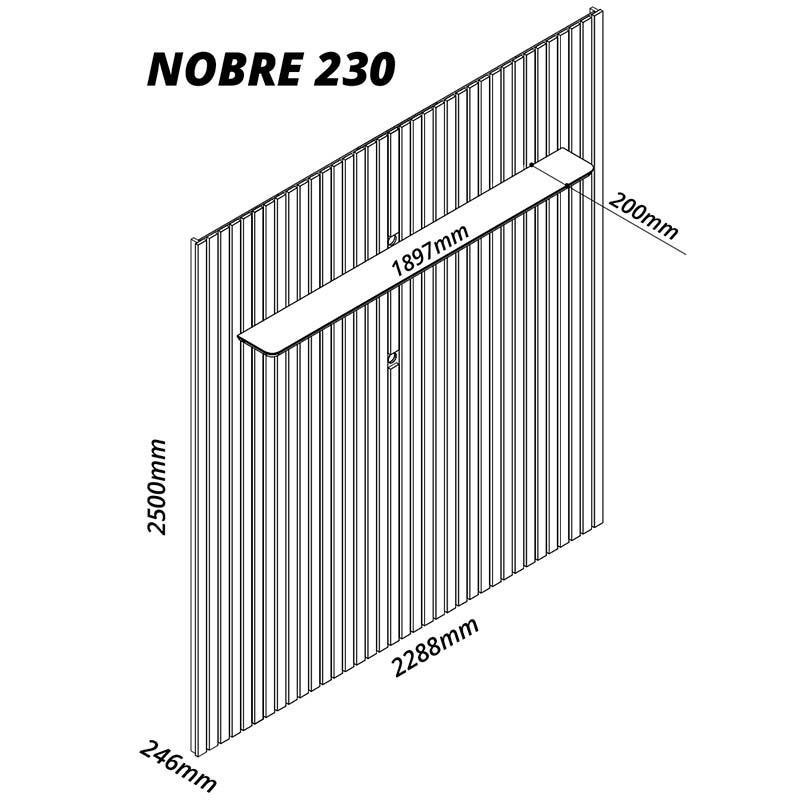 Rack Nobre Pés Madeira Com Painel Ripado Nobre TV 85 Pol 230x250 Gelius Naturale/Off White - 9