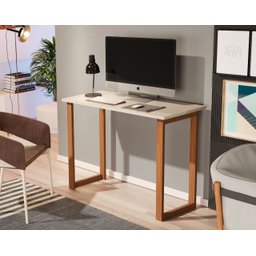 Mesa de Estudo com Pes de Madeira Compacta 0,76cm:off White - 2