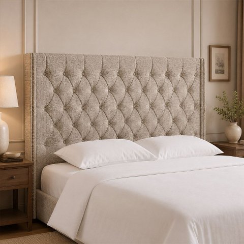 Cabeceira para Cama Box Casal 150cm Soft Linho Nobre Bege - Sallar Home