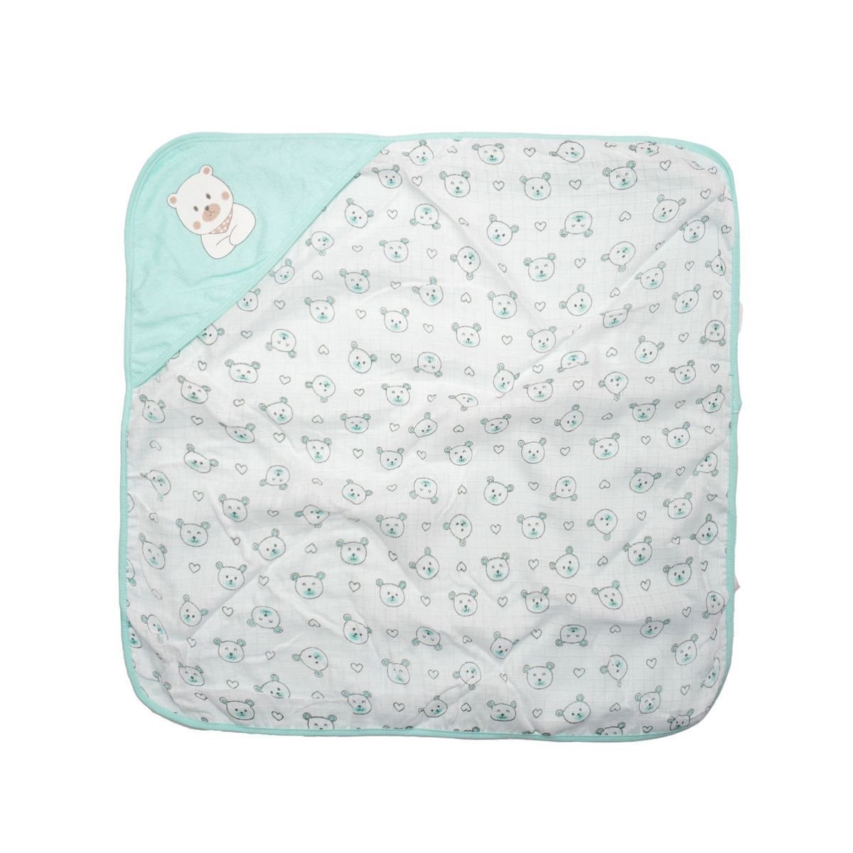 Ver imagem 1 de Toalha de Banho Bebe C/capuz Plush 68 Cm X 68 Cm Bublim: Urso Verde